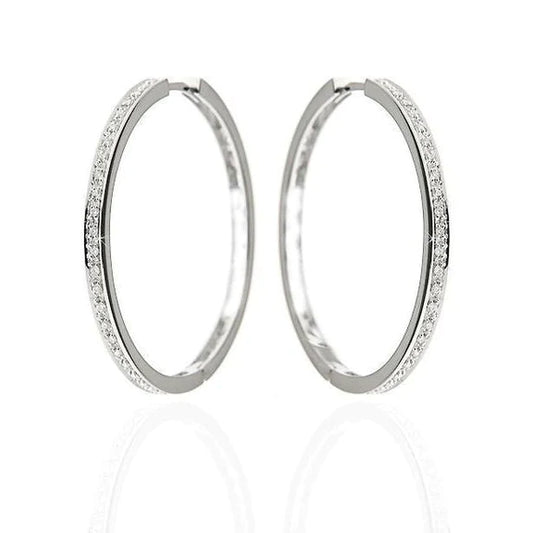 F Vvs1 2.70 Carats Round Cut Real Diamonds Hoop Earrings Gold White 14K