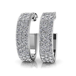 F Vvs1 8 Carats Round Cut Real Diamonds Women Hoop Earrings White Gold 14K