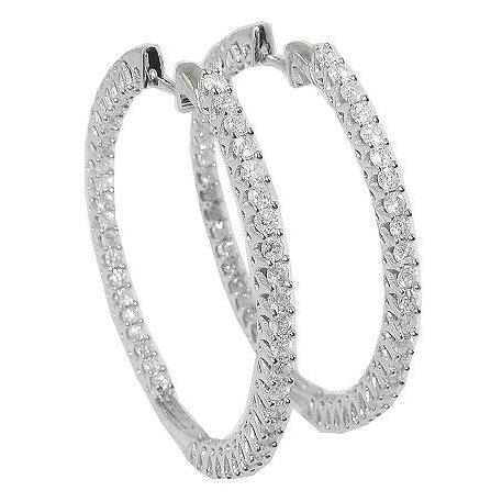 F Vvs1 Genuine Diamonds Hoop Earrings White Gold Gorgeous Round Cut 5.50 Ct