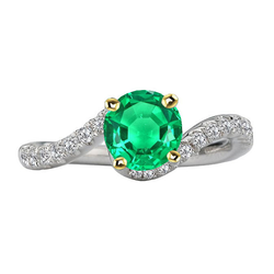 Twisted Shank Precious Stone Ring – Emerald 2.50 ct Two-Tone 14K