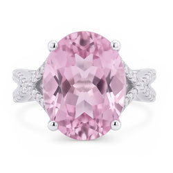 Fancy Pink Kunzite Natural Earth Mined Diamond ( Not Lab Grown ) Ring Lady Gold Jewelry 14.50 Carats
