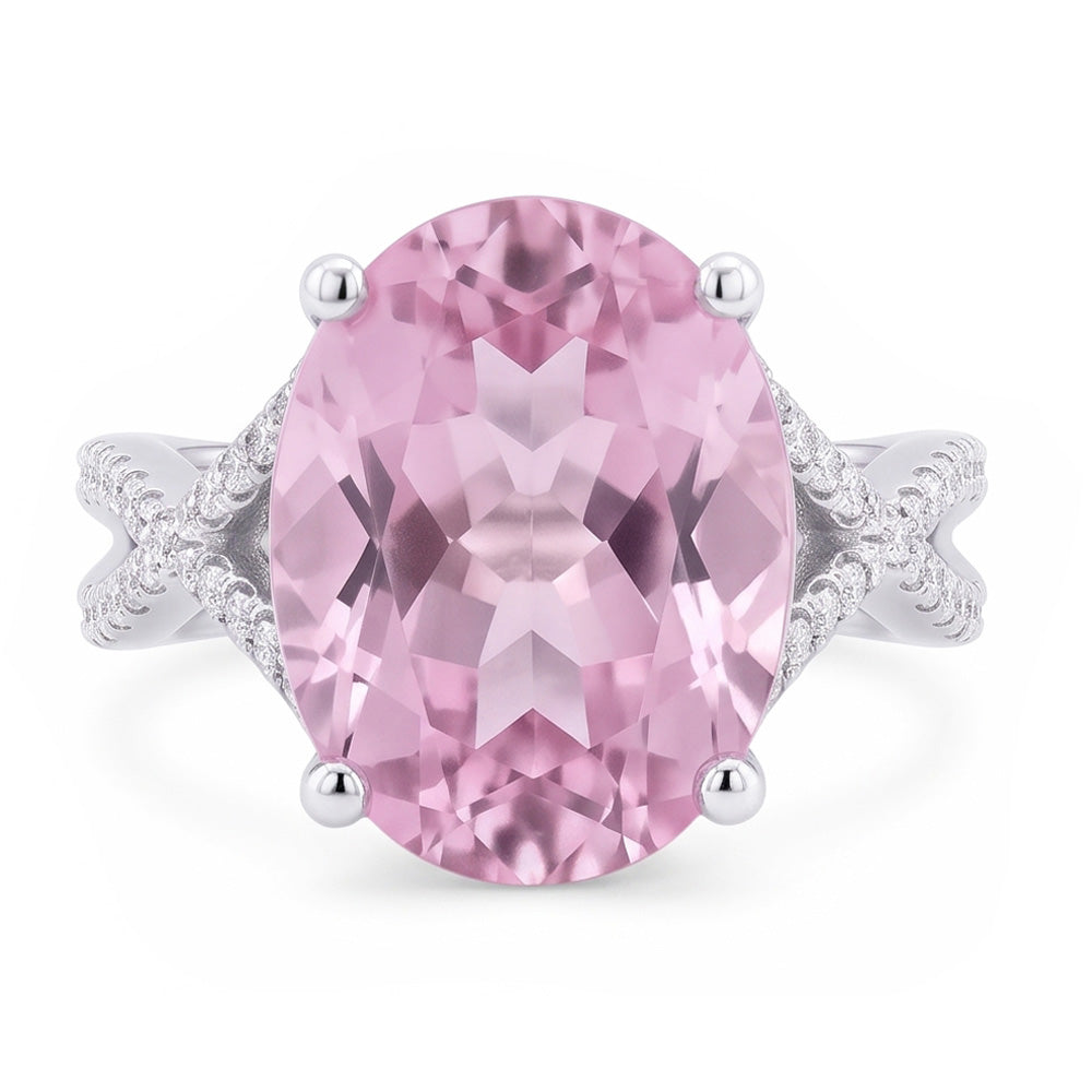 Fancy Pink Kunzite Natural Earth Mined Diamond ( Not Lab Grown ) Ring Lady Gold Jewelry 14.50 Carats