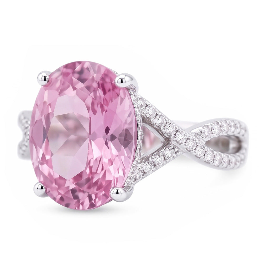 Fancy Pink Kunzite Natural Earth Mined Diamond ( Not Lab Grown ) Ring Lady Gold Jewelry 14.50 Carats