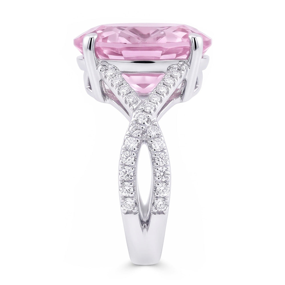 Fancy Pink Kunzite Natural Earth Mined Diamond ( Not Lab Grown ) Ring Lady Gold Jewelry 14.50 Carats