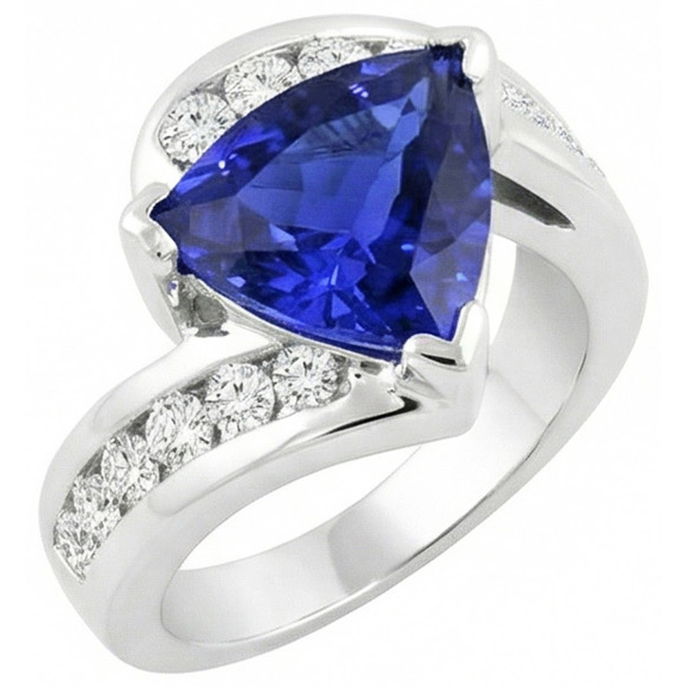 natural round sapphire 4ct ring close up detail