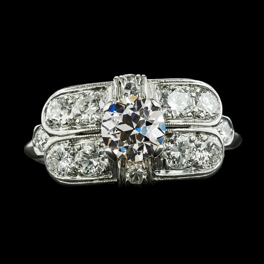 Fancy Anniversary Ring Round Old Mine Cut Real Diamond Gold 10.50 Carats