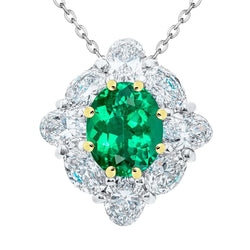 Radiant Precious Stone Pendant with GIA Certified Fine Emerald