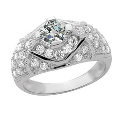 Fancy Natural Earth Mined Diamond Round & Radiant Engagement Ring 3.50 Carats Gold 14K