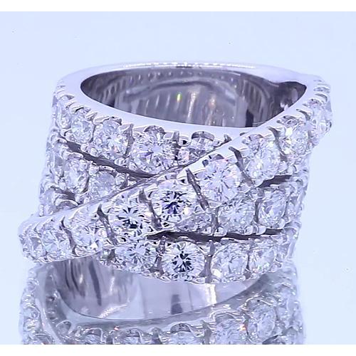 Fancy Ring Round Real Diamonds 5.10 Carats Four Prong White Gold 14K