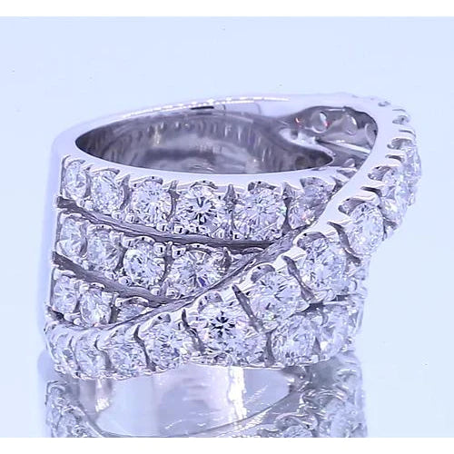 Fancy Ring Round Real Diamonds 5.10 Carats Four Prong White Gold 14K