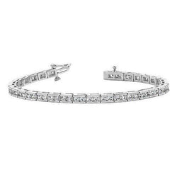 Fancy Tennis Bracelet 6.40 Carats Round Cut Natural Earth Mined Diamond White Gold 14K New