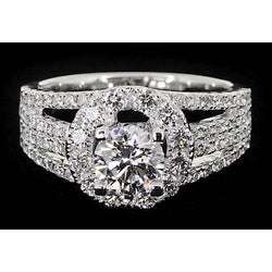 Fancy Type Anniversary Ring Round Real Diamonds Thick Shank 3 Carats