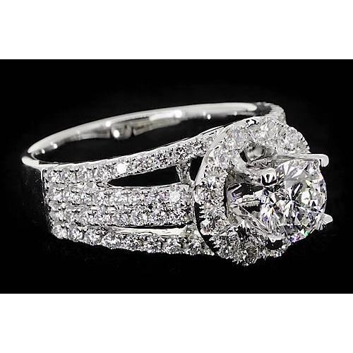 Fancy Type Anniversary Ring Round Real Diamonds 3 Carats