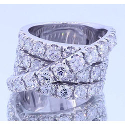Fancy Ring Round Lab Grown Diamond 5.10 Carats Four Prong White Gold 14K