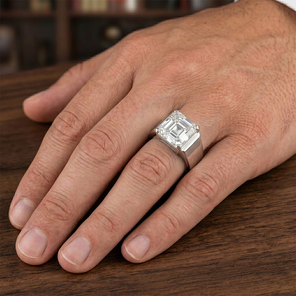 Fine Diamond IGI Certified Men's Ring 5 ct in 14 Karat White Gold