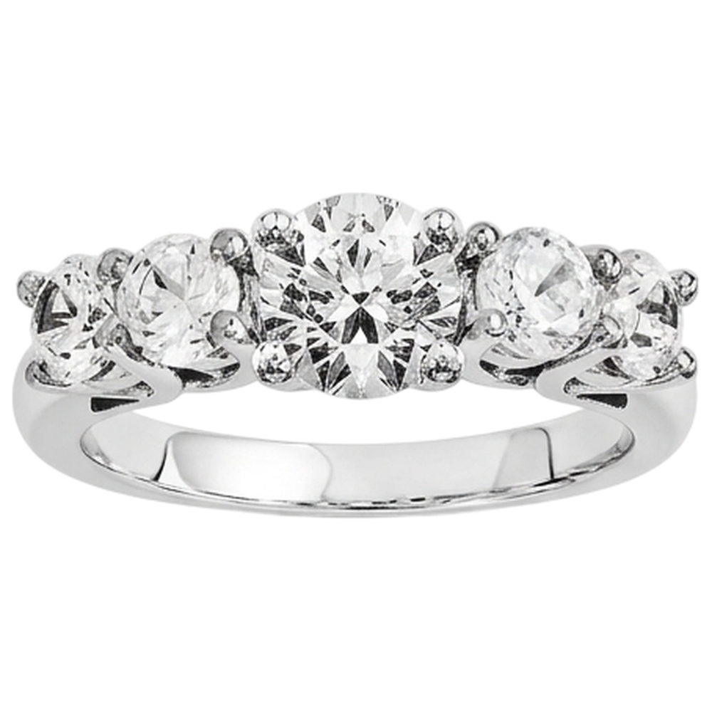 Five Stone Genuine Natural Earth Mined Diamond ( Not Lab Grown )  Engagement Ring 2 Carats White Gold 14K