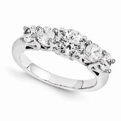 Five Stone Genuine Diamond Engagement Ring 2 Carats White Gold 14K