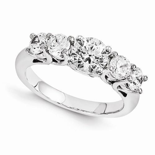 Five Stone Genuine Diamond Engagement Ring 2 Carats White Gold 14K