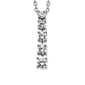 Five Stone Real Diamond Journey Pendant Slide 2.35 Carats White Gold 14K