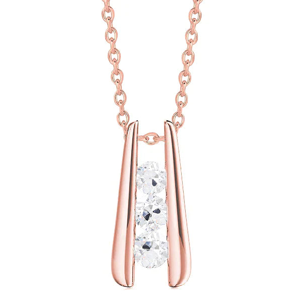 Floating Real Diamond Rose Gold Necklace