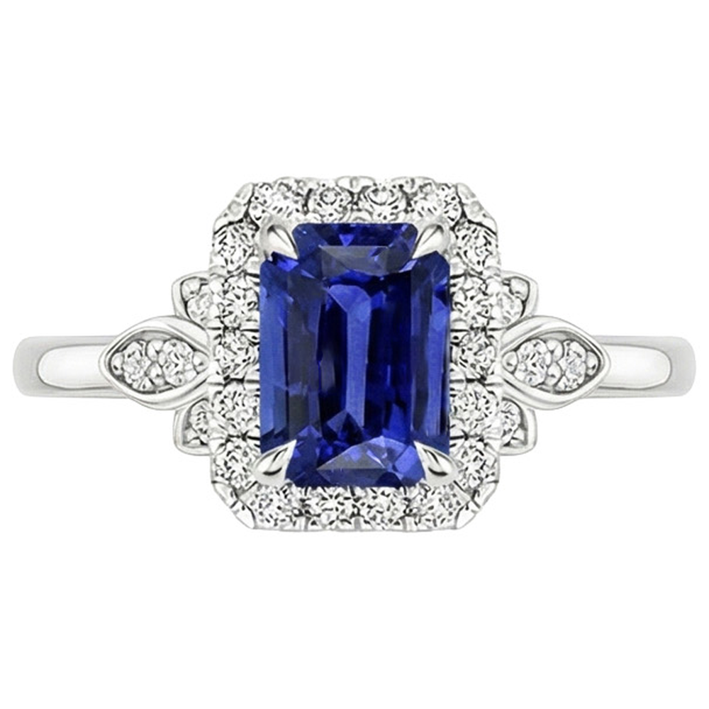 natural emerald sapphire 4.25ct ring profile view