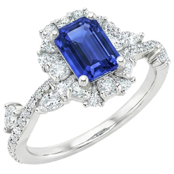 Natural Sapphire Ring 5ct - White Gold 14K