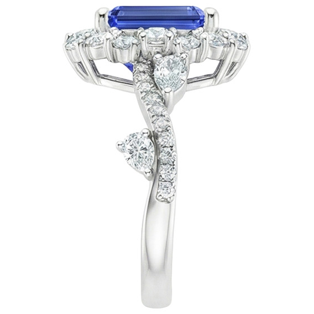natural emerald sapphire 5ct ring on white background