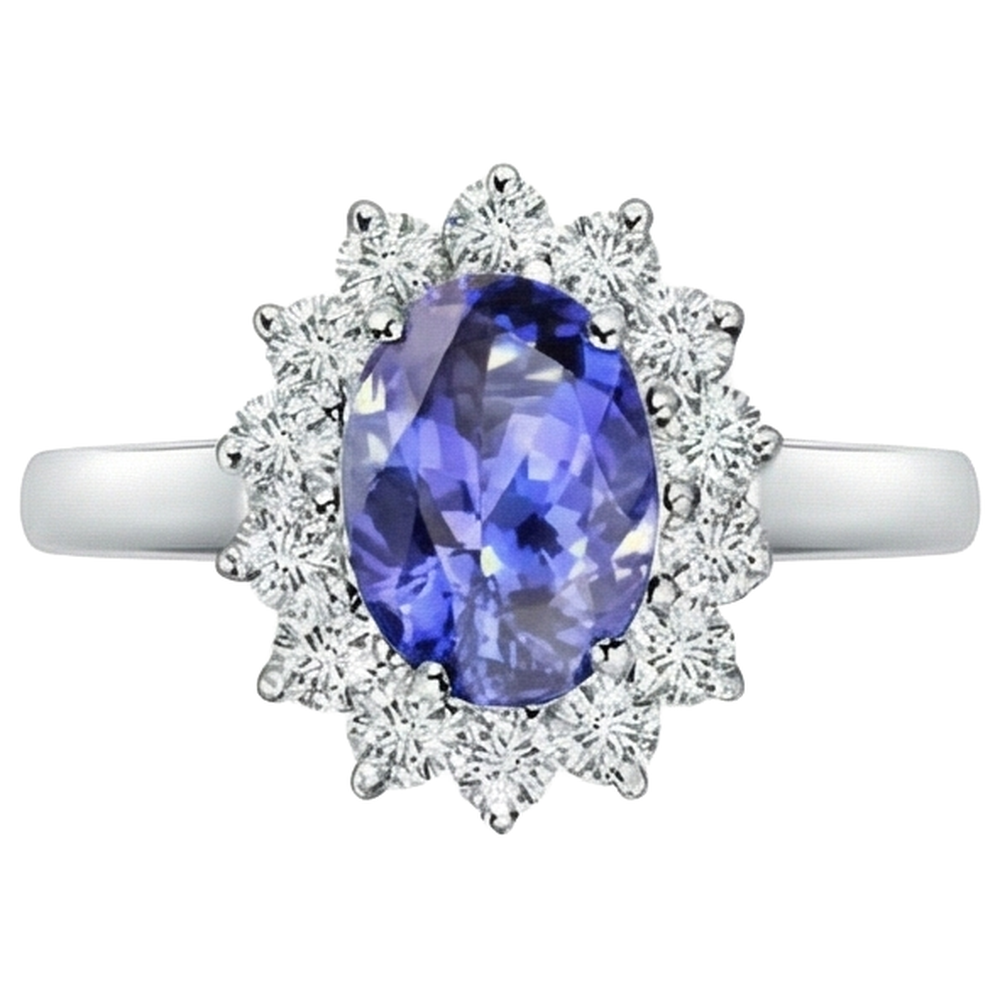 natural round tanzanite 6.50ct ring side angle