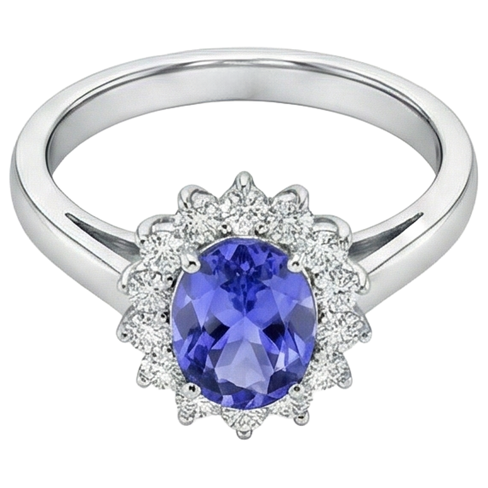 natural round tanzanite 6.50ct ring top view