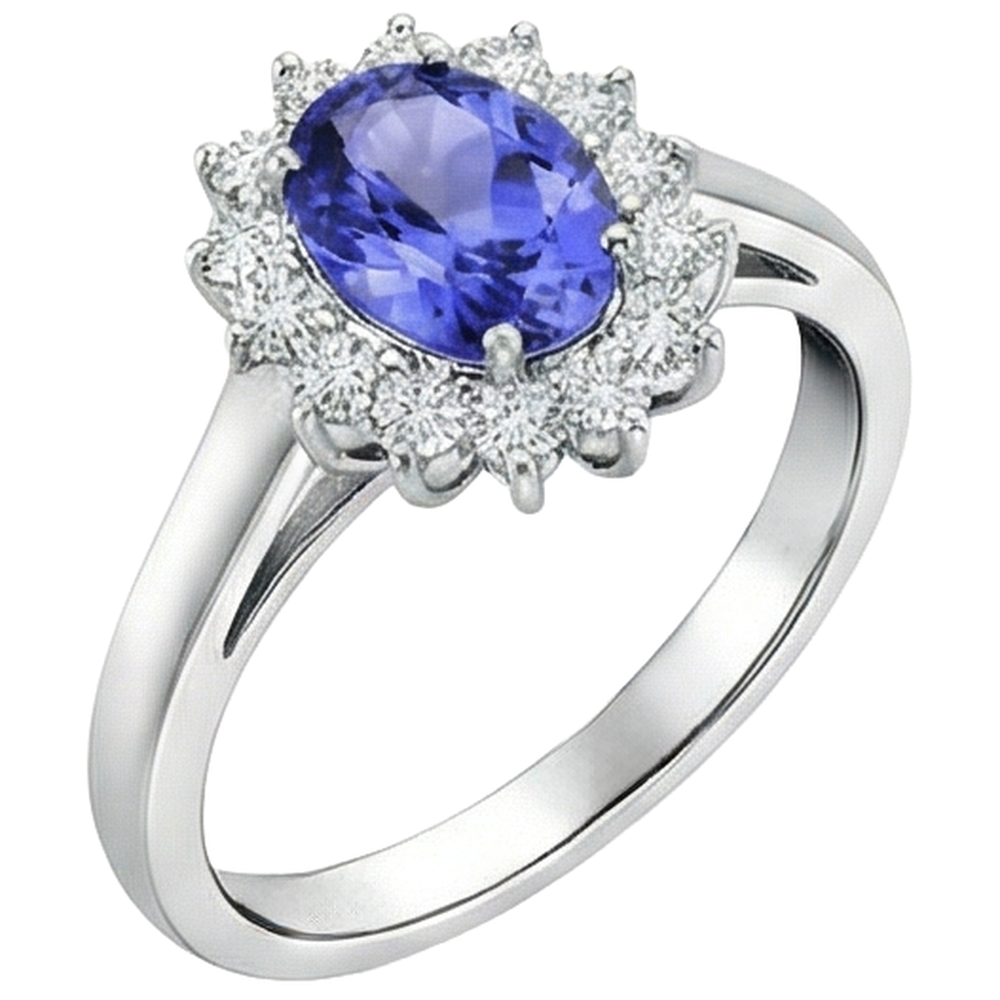 natural round tanzanite 6.50ct ring profile view
