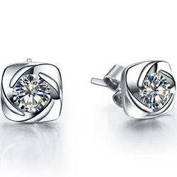 Flower Style 1.00 Carats Genuine Natural Earth Mined Diamonds Studs Earrings White Gold 14K