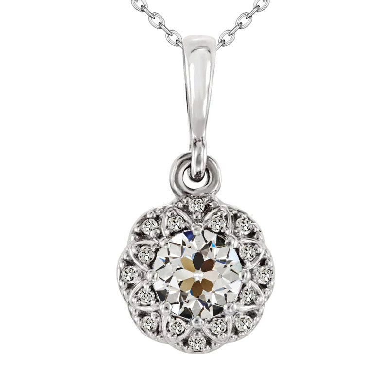 Old Mine Cut Diamond ring in 14K White Gold – main view