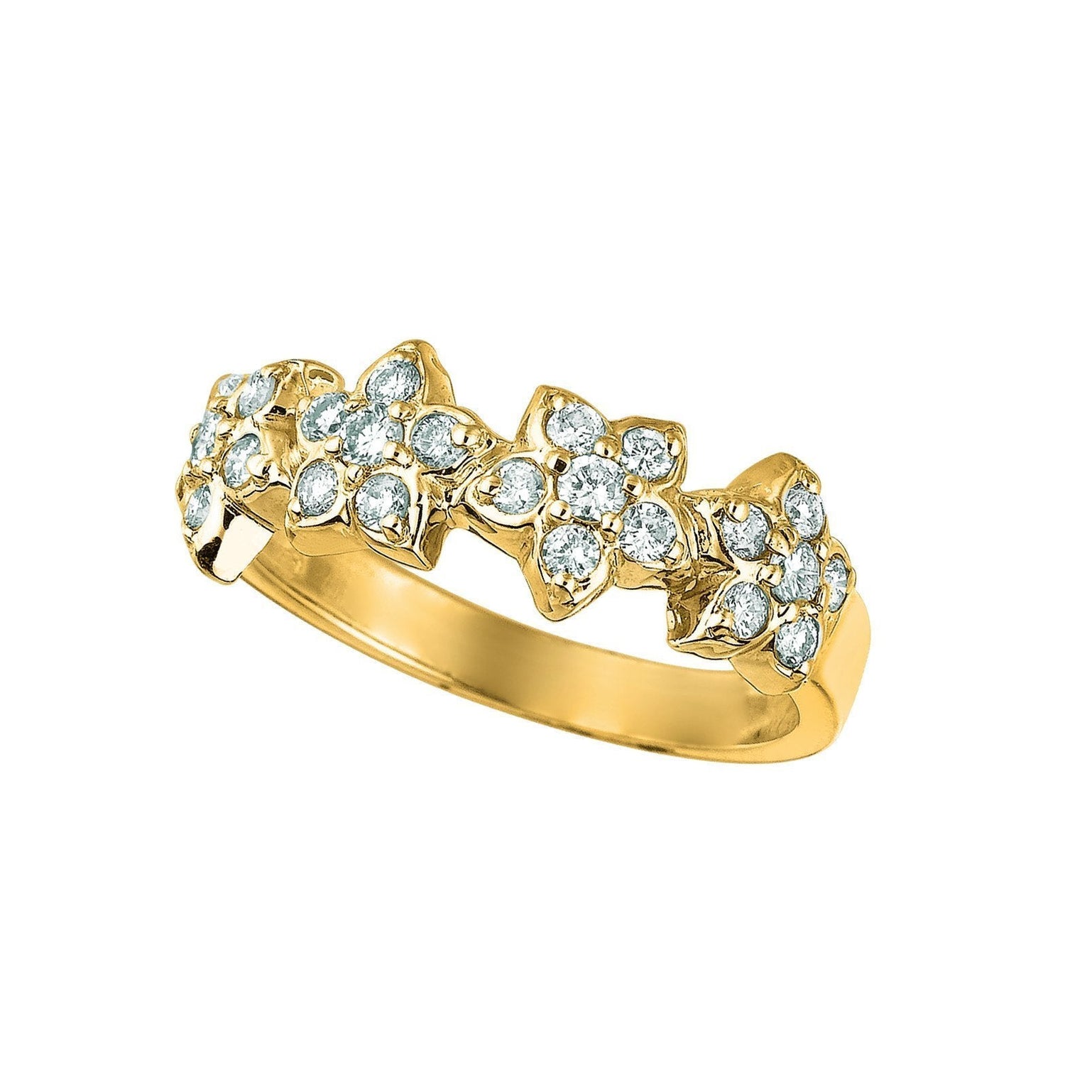 Flower Style Natural Diamond Wedding Band 0.72 Carats 14K Yellow Gold