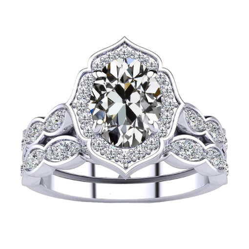 Halo Engagement Ring 14K White Gold with Diamond – main view