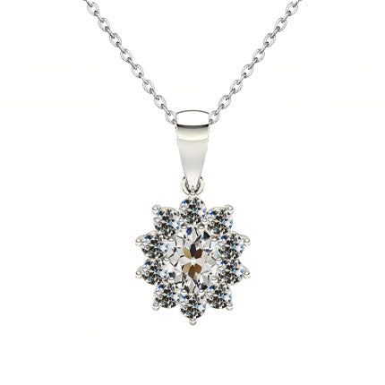 Fine Diamond Pendant Necklace 1-ct 14 Karat White Gold – main view