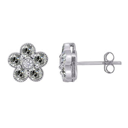 Flower Style Real Diamond Stud Earrings Push Backs Old Miner 5 Carats Gold