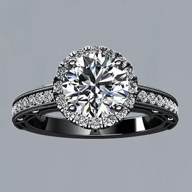 Flower Style Round Natural Diamond Engagement Halo Ring 2.11 Carat BG 14K