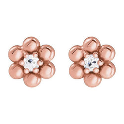 Flower Style Stud Earrings 2 Carats Old Miner Real Diamonds Rose Gold