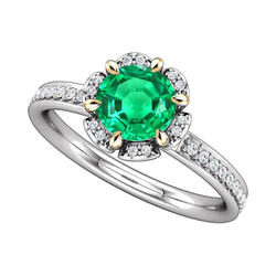 GIA-Certified Fine Emerald Precious Stone Ring 1 ct – Two-Tone