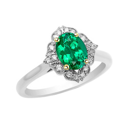 Premium Gemstone Ring with Pavé Emerald – 2 ct