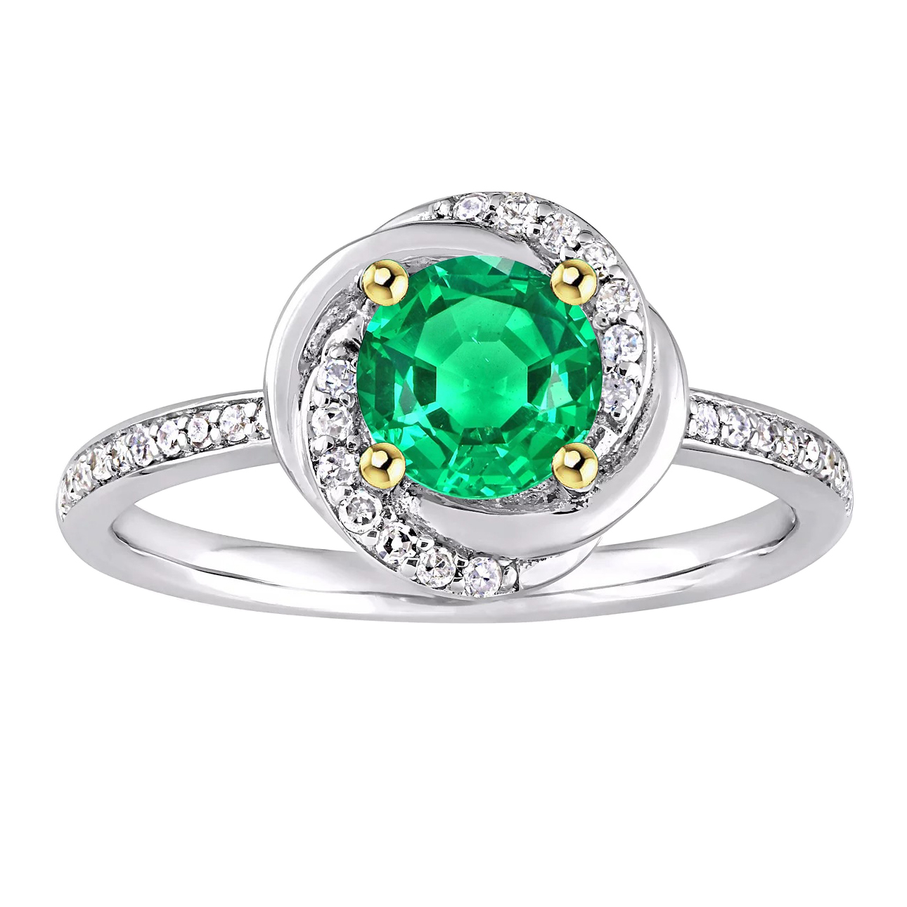 Gemstone Ring Two-Tone 14K Gold with Fine Emerald – main view