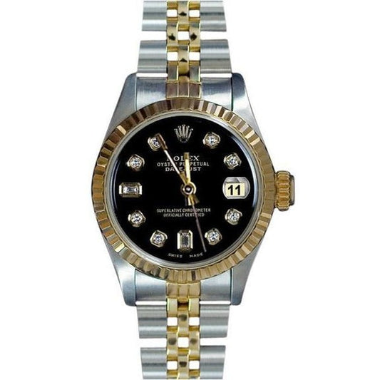 Rolex Ss & Gold Baguette Diamond Dial Datejust Watch