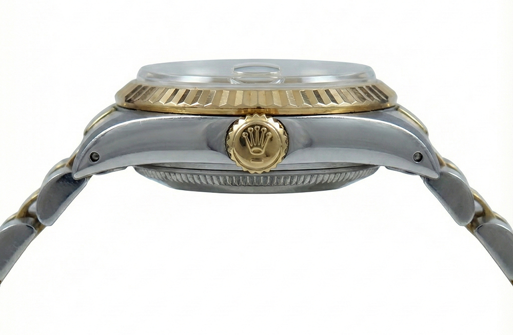 Fluted Bezel Champagne Stick Dial Rolex Date Women Watch Jubilee