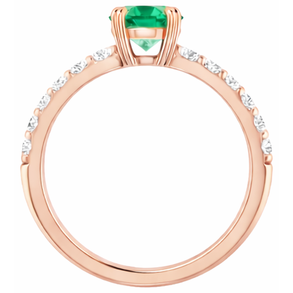 natural round emerald 2.50ct ring on white background