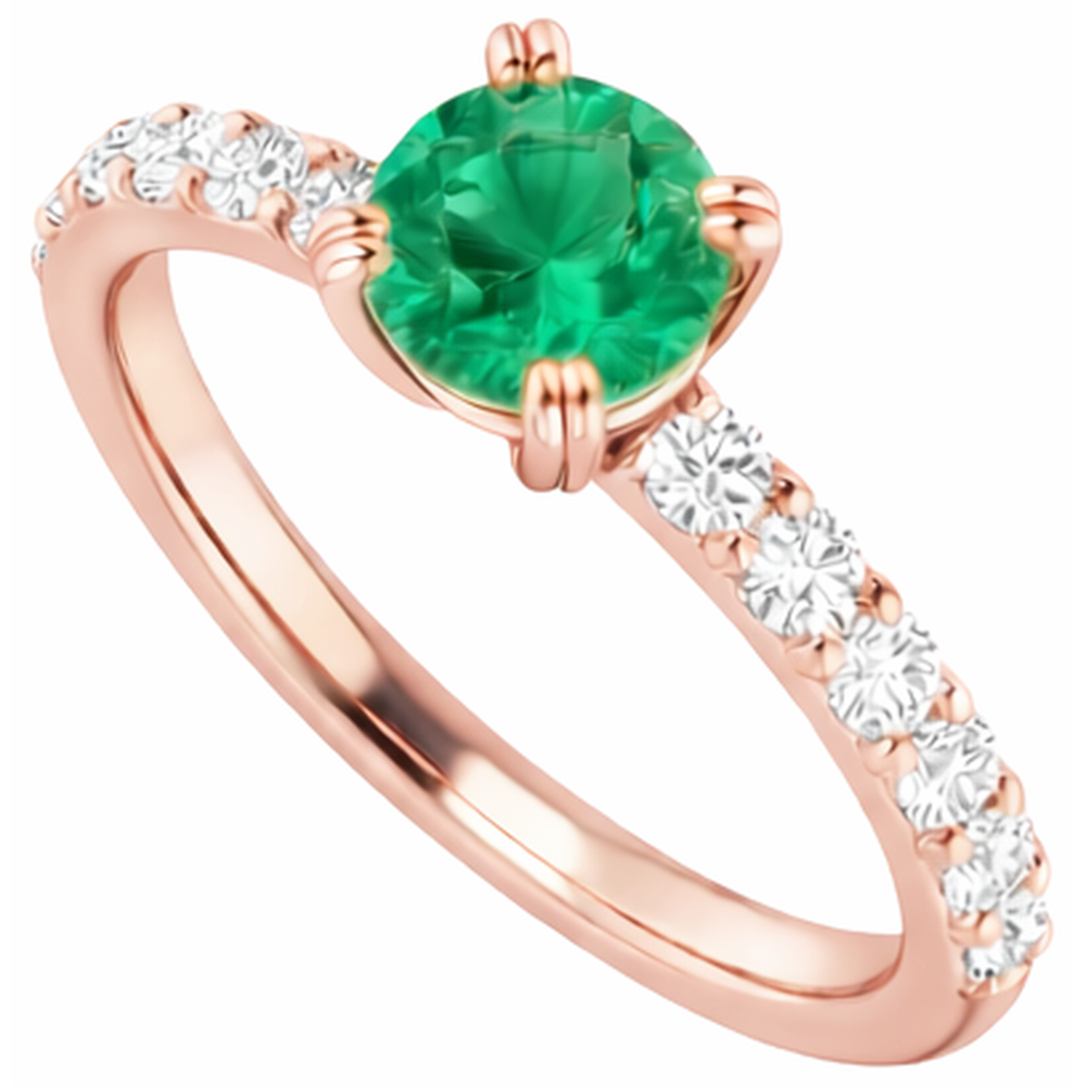 natural round emerald 2.50ct ring profile view