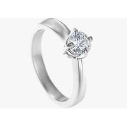 Four Prong Set 0.75 Carat Solitaire Real Diamond Ring White Gold 14K