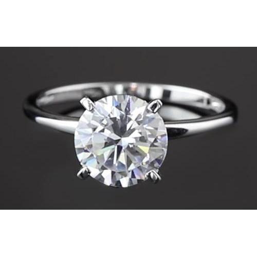 Four Prong Setting Solitaire Round Natural Diamond Engagement Ring 2 Carats