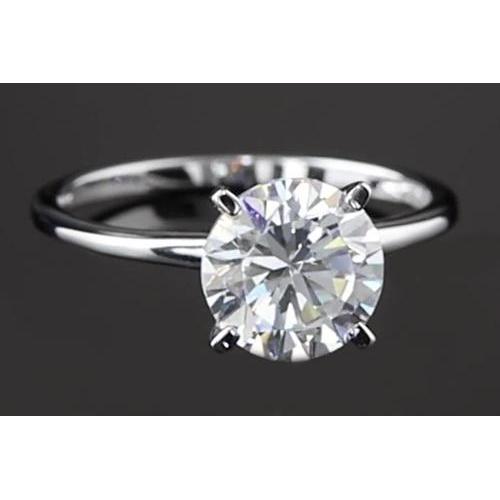 Four Prong Setting Solitaire Round Natural Diamond Engagement Ring 2 Carats