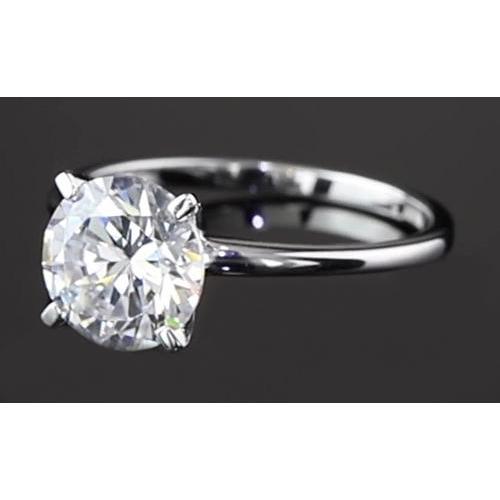 Four Prong Setting Solitaire Round Natural Diamond Engagement Ring 2 Carats