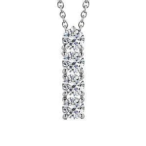 Four Stone Necklace Pendant 2 Carats Genuine Diamonds White Gold 14K